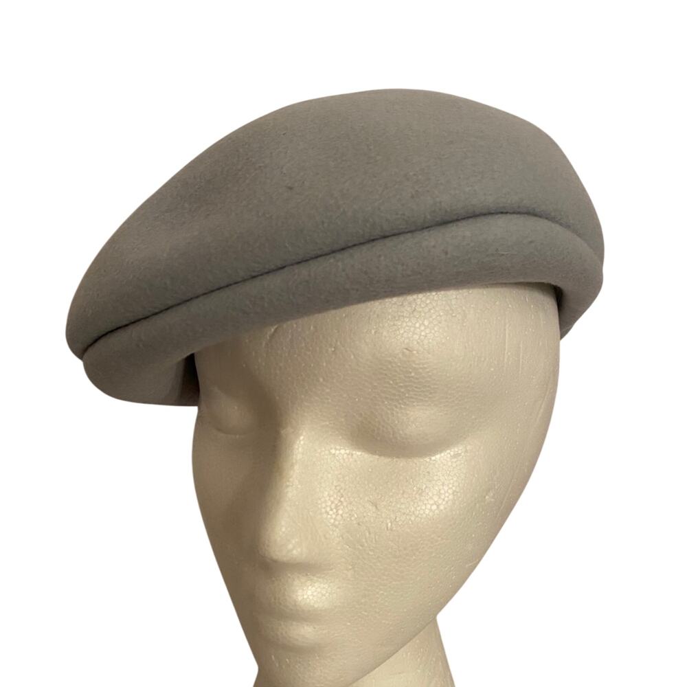 Vintage felted wool newsboy cap light gray blue runway hat casual cold weather